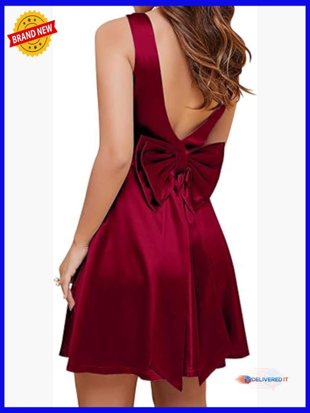 Vintage Backless Mini Dress with Big Bow, Sleeveless Cocktail Party